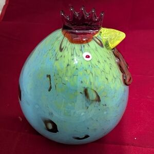 Colorful Glass Chicken Figurine